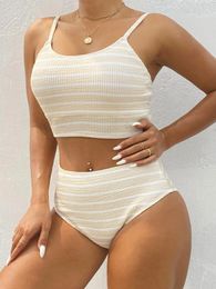 Women's Swimwear Sexy Stripe Bikinis Sets Women Halter Push Up High Waist Swimsuit 2024 Summer Bathing Suit Holiday Two Piece Biquini