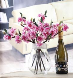 Twig sakura simulation flower double sakura short branch bottle flower home decoration table face flower fake wedding manufacturer3873763