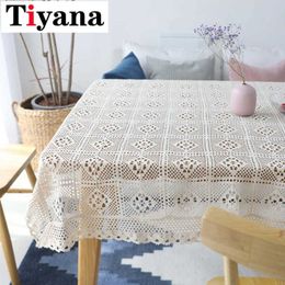 White Lace Crocheted Tablecloth Cotton Rectangle Table Cloth Home el Textile DecorZB-TC017D3 2106262657