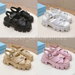 Luxury Designer Sandals Women Monolith Roman Foam Rubber Platform sandal slides Summer Cutout Buckle Beach Shoes 35-40