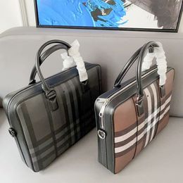 Designers briefcase luxury men business bags package Striped design laptop bag Letter design leather handbag messenger capacity sh241G