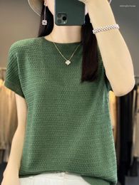 Women's Sweaters High Quality Round Neck Short Sleeved Bat Sleeve Thin Cashmere Sweater Soft Basic Knitted Top