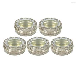 Storage Bottles 5Pcs Small Aluminum Round Lip Tin Jar Window For Cosmetic Candles Crafts