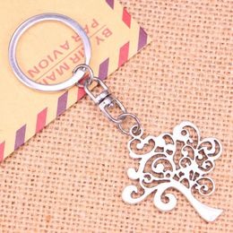 Keychains 20pcs Fashion Keychain 42 37 Mm Peace Tree Pendants DIY Men Jewellery Car Key Chain Ring Holder Souvenir For Gift