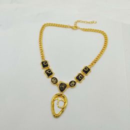 2023 Luxury quality Charm pendant necklace with diamond nd oval shape design black Colour drop earring have stamp PS7517A292P