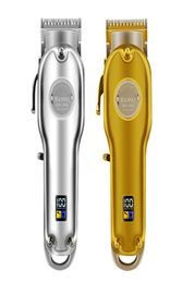 New Designer All-metal Barber Professional Hair Clipper Electric Cordless LCD Gold Silver Hair Cutting Machine KM-1986 19878496157