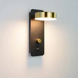 Wall Lamp Indoor Led Lamps Dimming With USB Charge Bedside Bedroom Living Room Nordic Modern Lighting