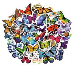 Pack of 50pcs Whole colorful butterfly Stickers boy girls sticker collection Guitar Laptop Skateboard Motor Bottle Car Decal B4394353