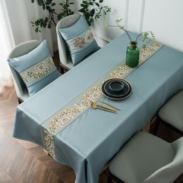 Table Cloth Light Luxury Waterproof Embroidered Runner TV Cabinet Home Decor Cover For Wedding Dining Tablecloth274W