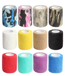 Self Adhesive Tape Cohesive Wrap Bandages Camouflage Wrap Tape for Hunting Strong Elastic Stretch 12 Colors4906752