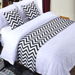 Black and White Stripe Cotton Bedspread Bed Runner Throw Home el Bedroom Bedding Decor Bed Tail Towel296V