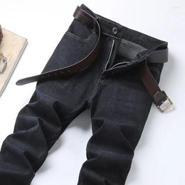 Men's Jeans 2024 Spring Business Straight Classic Regular Fit Casual Cotton Elastic Denim Pants Fashion Black Male