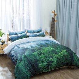 Bedding Sets Natural Maple Forest Set 3 Piece Rustic Fall Autumn Tree Duvet Cover Green Woodland Leaves Single Double King Bed