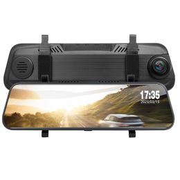 10 Inches Touch Screen Car DVR Streaming Camera Rear View Mirror FHD 1080P Dual Lens Front 170° Rear 140° Wide View Angle