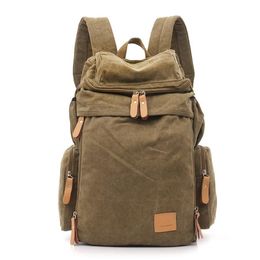 Backpack Fashion Classic Canvas Men's Tide Brand Casual European And American Retro Large-capacity Trend Travel Bag242f