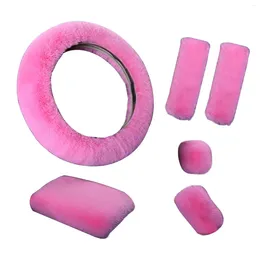 Steering Wheel Covers 6 Pieces Soft Plush Cover Wear Resistant Warm Suitable For Diameter 38cm Protector