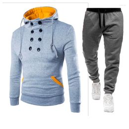 Men's Tracksuits KPOP Fashion Style Harajuku Slim Fit Trousers Loose Casual All Match Outerwear Insert Pockets Long Sleeve Hooded Sweater