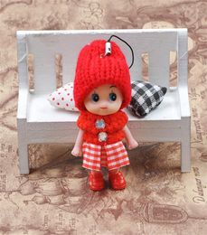 8CM Clown Mobile Phone Pendant Plaid Skirt Knitted Hat Lovely Doll Mini Girls Ornaments Toys Gift Dolls Originality 0 6yg F26091229