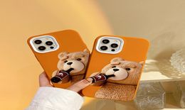 Silicone cute cartoon back cover cases for iphone 13 soft drinkbear cell phone case8941999