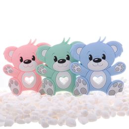 Fkisbox 20pc Hug Bear Silicone Baby Teether For Teeth BPA Free born Teething Chewable Pendant Rattles For Kids Toy For Babies 240307