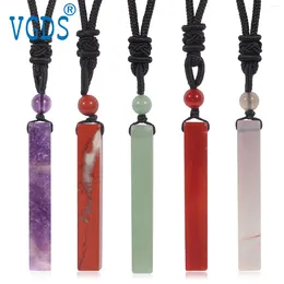 Pendant Necklaces Natural Crystal Quartz Amethyst Make Vow Good Luck Wishing Column Gemstone Charm Healing Necklace Women Men Jewellery Gift