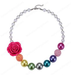 Collana boutique piccola principessa con fiore in resina Collana per bambina con grosse bolle di perle, regalo di gioielli per bambini6156022