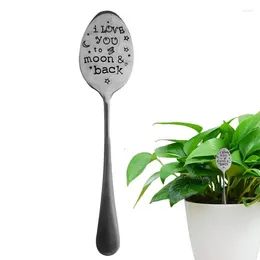 Garden Decorations Craft Marker Friendship Sign Crafted Art Sculpture Silver Spoon Plant Markers Metal Potted Plants Decor For