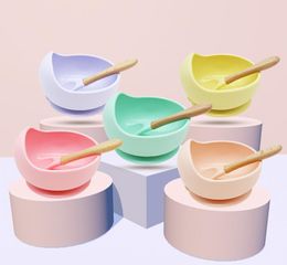 Baby Dinnerware Sets Silicone Bowl Spoon Maternal Infant Feeding Cutlery Suction Cup Complementary Food Drop Proofxm6824264