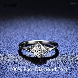 Cluster Rings YUZBT Sterling Silver 0 5 Lab Created D Color Diamond Moissanite Ring White Gold Plated Square Shape Girls Jewelry284L