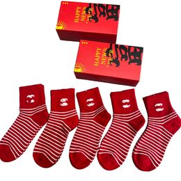 Designer 24ss mens and womens socks five brands of luxurys sports Sock winter net letter knit sock cotton with boxes high quality