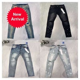 jeans viola jeans firmati jeans da uomo jeans skinny al ginocchio taglia 28-40 moto trendy lungo buco dritto High Street denim all'ingrosso 2 pezzi G