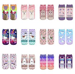 Pink Glasses Llama New Girl Funny Meias Low Cut Ankle Sock Women Hosiery Printing Socks Calcetines Christmas Gift Socks3773710