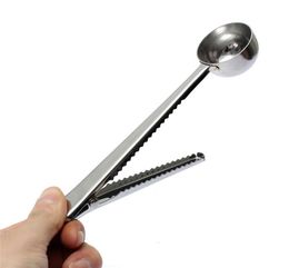 2 in 1 Durable Stainless Steel Spoon with Bag Clip Coffee Measuring Spoon Ground Tea Scoop with Bag Seal Clip Measuring Tools CCA13753437
