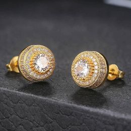 Stud Luxury Punk 2021 Trend Jewellery For Women Iced Out Zircon Hip Hop Men Piercings Earrings Round Gold Colour Whole OHE003215y