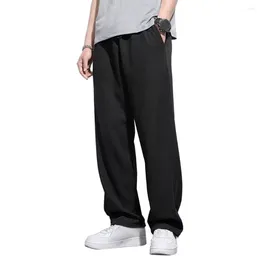 Men's Pants Elastic Waistband Trousers Breathable Drawstring Sweatpants With Waist Pockets Soft Casual For Daily Wear