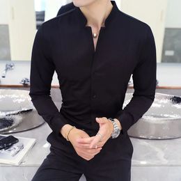 Style Male Casual Dress Spring Long Sleeve Shirts/Mens High Quality Stand Collar Business Shirts/Plus Size S-5XL 240306