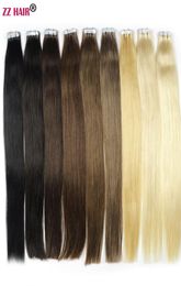 ZZHAIR 1424 inches 100 Brazilian Tape Remy Human Hair Extensions 20pcspack Glue In Hair Skin Weft 30g70g5142951