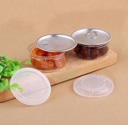 clear plastic jars PET with metal lid airtight tin Can pull ring bho oi Concentrate Container food Herb Storage 58100120ML3518279