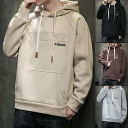 Hooded Hoodie Cotton Long Sleeved T-shirt with Three-dimensional Embroidery Trend Casual Men's Clothing