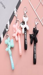 Cartoon Balloon Dog Keychain Jewelry Colorful PVC Soft Rubber Keychains For Women Key Chain Men Car KeyRing Bag2635642