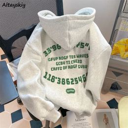 Hoodie Loose Lazy Plus Velvet Print Tender Preppy Style Casual Hooded Clothes Streetwear Classic Soft Ulzzang 240228