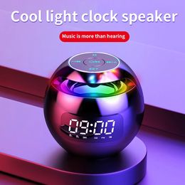 Portable Wireless Bluetooth 5.0 Speaker with LED Digital Alarm Clock Outdoor Loudspeaker Mini Speaker for Smart Phone Tablet PC 240229