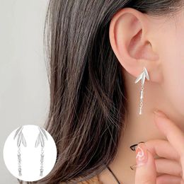 Dangle Earrings 925 Sterling Silver Plant For Women Girl Vintage Fashion Bamboo Joint Leaf Design Jewellery Party Gift Drop