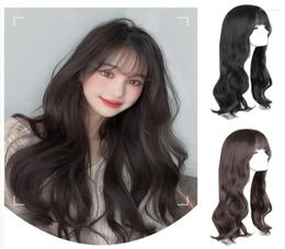 Synthetic Wigs AILIADE Long Black Wig With Bangs For Women Heat Resistant Wavy Daily Use Cosplay Party Natural Tobi221009749