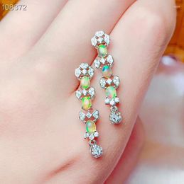 Stud Earrings The Gift For Anniversary Fashion Elegant Temperament Opal Earring Natural And Real 925 Sterling Silver