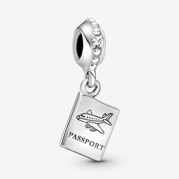 100% 925 Sterling Silver Passport Travel Dangle Charms Fit Original European Charm Bracelet Fashion Jewellery Accessories201F