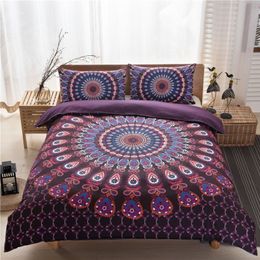 3pcs 3D Mandala Print Bedding Set Queen Size Floral Pattern Duvet Cover Black and White Bohemian Bedclothes Lotus Bed Set234N