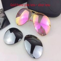 Car brand Carerras 8478 Sunglasses P8478 A mirror lens pilot frame with extra lens exchange car brand large size men brand designe298A