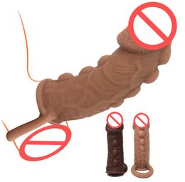 Latest Silicone Penis Enlargement Sleeve With Grain Extender Cock Extension Enhancer Male Reusable Delay Gonobolia Ring Adult Men 3679863