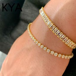 Cubic Zirconia gold Tennis Bracelet Chain Bracelets For Women Men Gold Color Hand CZ Homme Jewelry203e